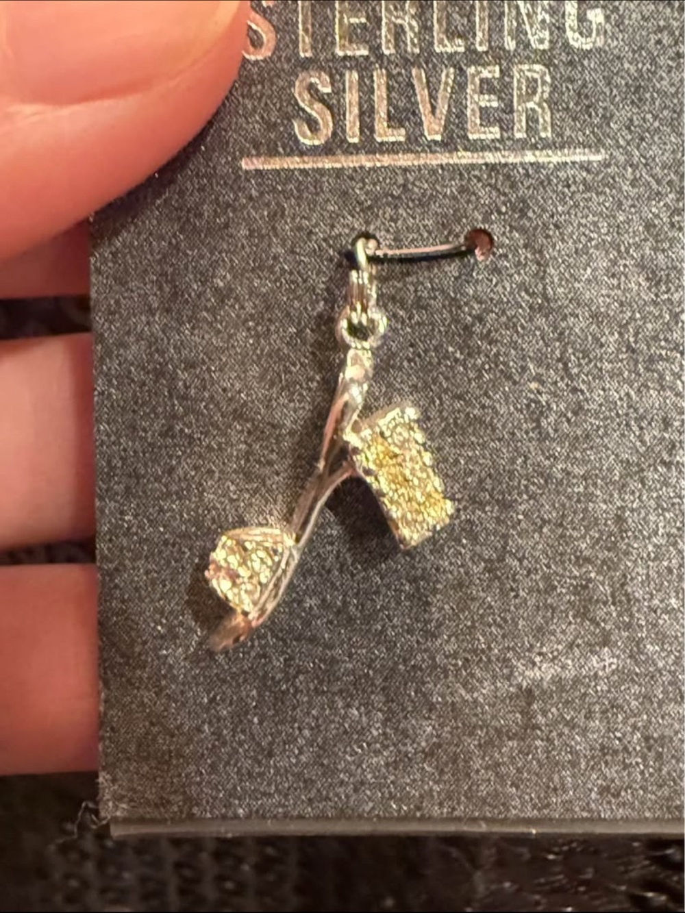 Sterling Silver High Heel Charm Pendant in Silver and CZ